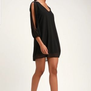 NEW TOBI SHIFTING OPEN SLEEVED MINI DRESS LITTLE BLACK